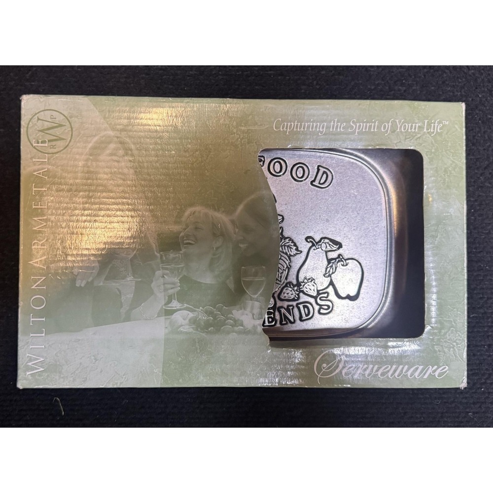 Wilton Armetale Good Food Good Friends Small Silver Serving Tray Fruit Design